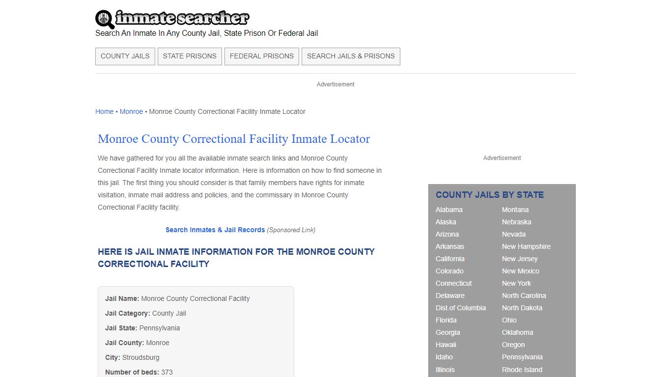 Monroe County Correctional Facility Inmate Locator